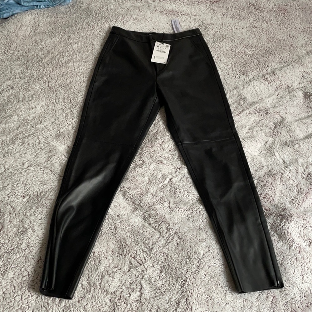 Zara Hi-rise leather legging